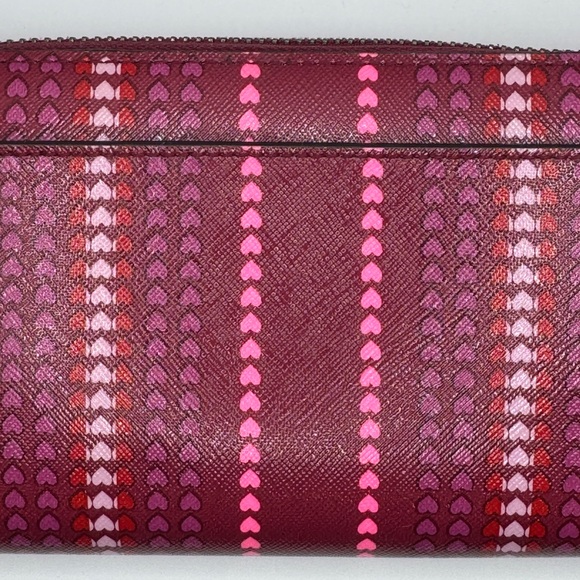 KATE SPADE ♠️ New York Cameron Large Continental Wallet Red Pink Heart stripe ❤️ - Picture 4 of 8